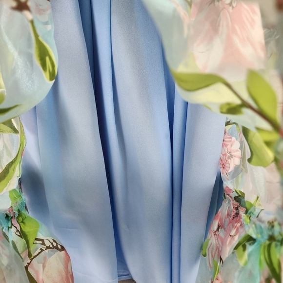 Handmade OOAK Floral Iridescent Ruffle Midi Dress Sheer Sleeve Coquette XS - Picture 7 of 16